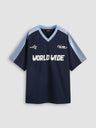 WORLD WIDE V-neck Graphic Raglan Tee